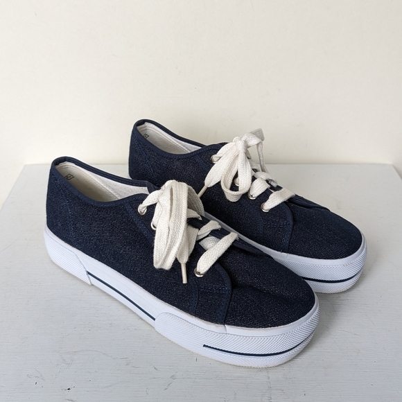 No Boundaries Y2K Platform Denim Low Top Sneakers - Picture 1 of 7